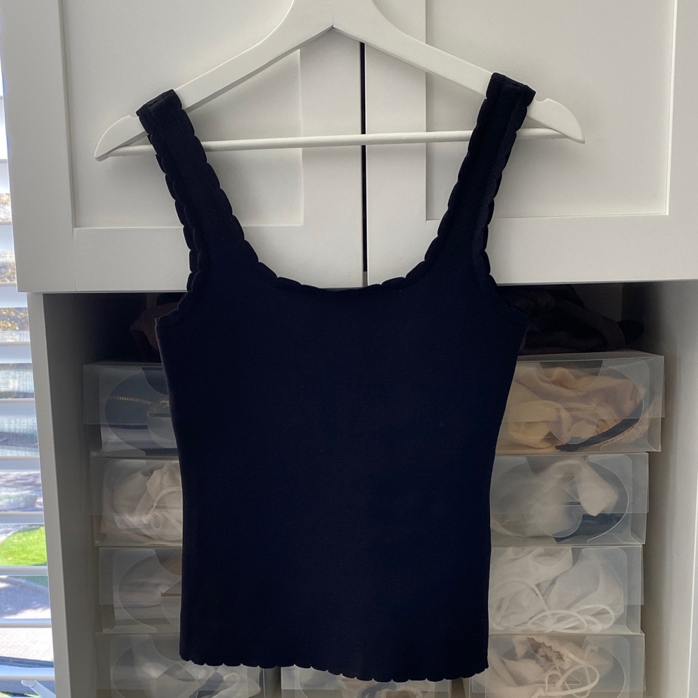 Black Scalloped Edge Women's Top